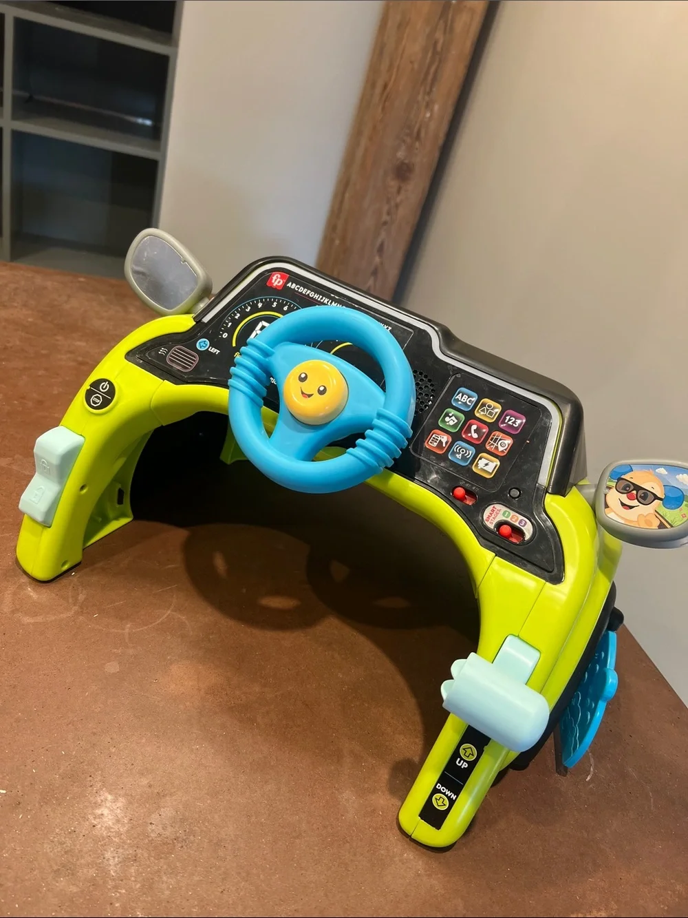 Bright Lime Green & Blue Kids Play Steering Wheel Activity Panel